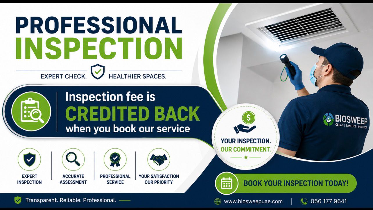 Professional Inspection — Expert check, healthier spaces. Inspection fee credited back when you book our service. Book your inspection today.